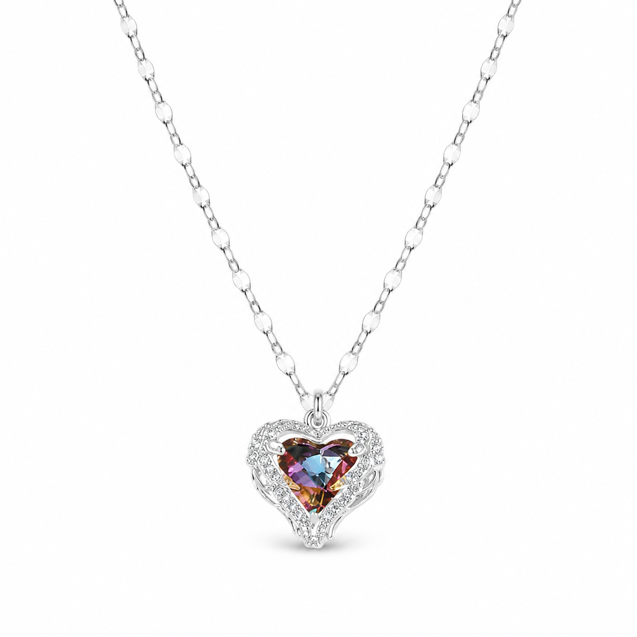 Collier cœur océan zircon doré