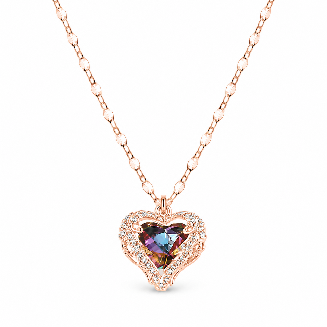 Collier cœur océan zircon doré